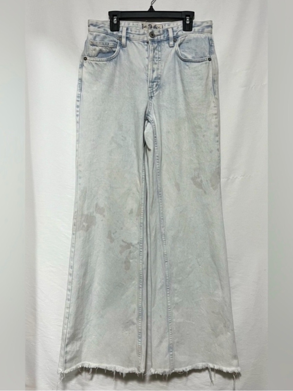 FP Light Wash Flare Jeans - Women's Light Blue Distressed Vintage Denim